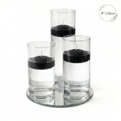 Eastland Round Mirror and Cylinder Vase Centerpiece with Richland 3" Floating Candles Set of 84 - Black - 8 Inch Size - thumbnail number 1