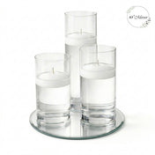 Eastland Round Mirror and Cylinder Vase Centerpiece with Richland 3" Floating Candles Set of 7 - thumbnail number 3