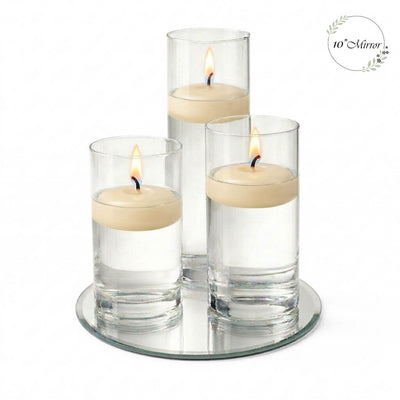 Eastland Round Mirror and Cylinder Vase Centerpiece with Richland 3" Floating Candles Set of 7 - thumbnail number 81