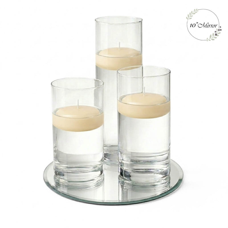 Eastland Round Mirror and Cylinder Vase Centerpiece with Richland 3" Floating Candles Set of 7 - thumbnail number 80