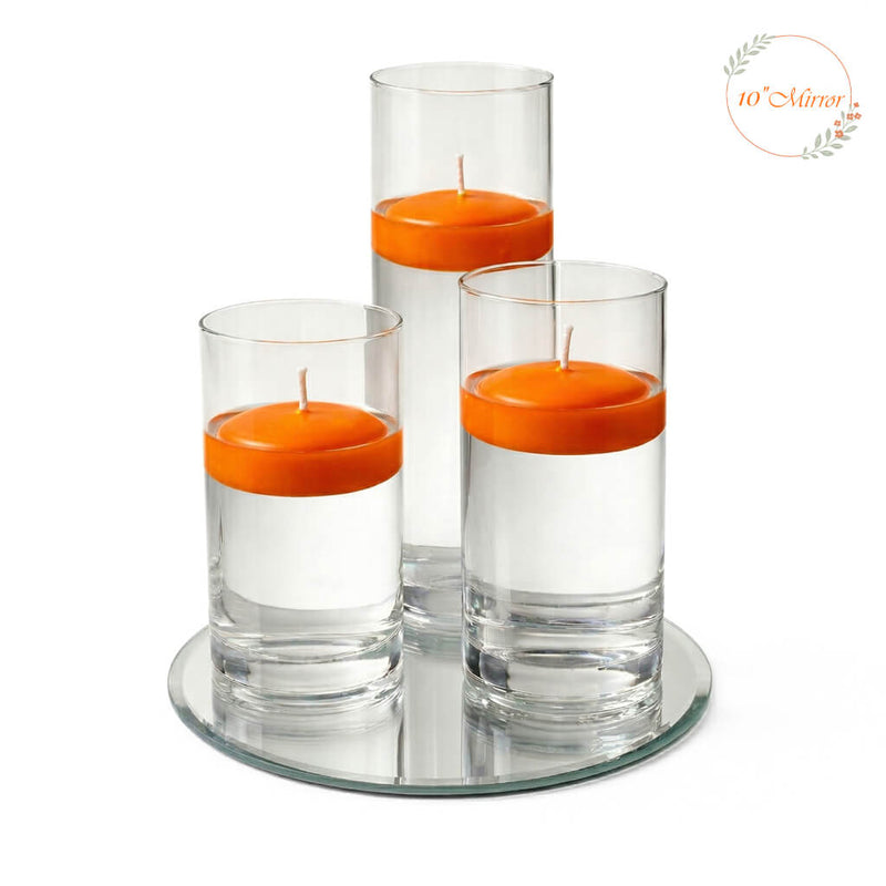 Eastland Round Mirror and Cylinder Vase Centerpiece with Richland 3" Floating Candles Set of 7 - thumbnail number 94