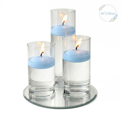 Eastland Round Mirror and Cylinder Vase Centerpiece with Richland 3" Floating Candles Set of 7 - thumbnail number 25