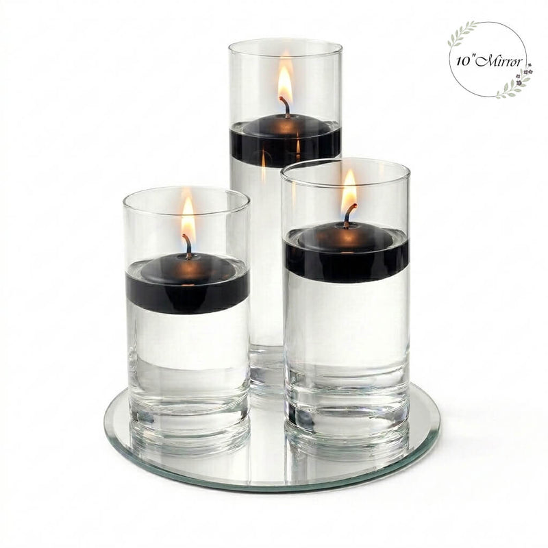 Eastland Round Mirror and Cylinder Vase Centerpiece with Richland 3" Floating Candles Set of 7 - thumbnail number 18