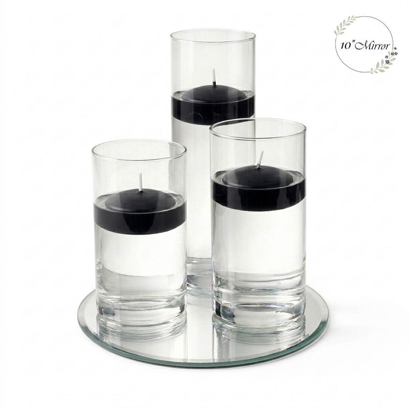 Eastland Round Mirror and Cylinder Vase Centerpiece with Richland 3" Floating Candles Set of 7 - thumbnail number 17