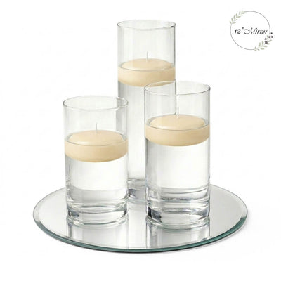 Eastland Round Mirror and Cylinder Vase Centerpiece with Richland 3" Floating Candles Set of 7 - thumbnail number 82