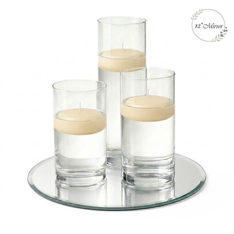 Eastland Round Mirror and Cylinder Vase Centerpiece with Richland 3" Floating Candles Set of 7 - thumbnail number 82
