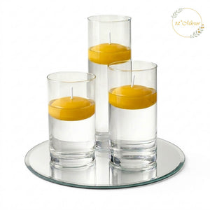 Eastland Round Mirror and Cylinder Vase Centerpiece with Richland 3" Floating Candles Set of 7
