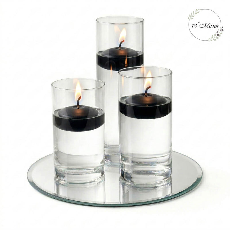 Eastland Round Mirror and Cylinder Vase Centerpiece with Richland 3" Floating Candles Set of 7 - thumbnail number 20
