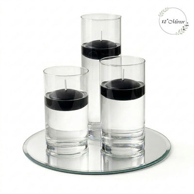 Eastland Round Mirror and Cylinder Vase Centerpiece with Richland 3" Floating Candles Set of 84 - thumbnail number 19