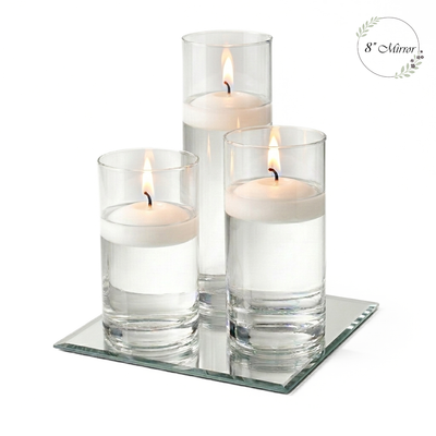 Eastland Square Mirror and Cylinder Vase Centerpiece with Richland 3" Floating Candles Set of 7 - thumbnail number 2