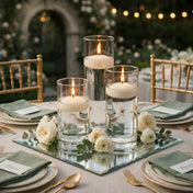 Cylinder Vase Centerpiece & Richland 3" Floating Candles Set of 8 - Ivory - thumbnail number 7