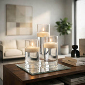 Cylinder Vase Centerpiece & Richland 3" Floating Candles Set of 8 - Ivory - thumbnail number 3