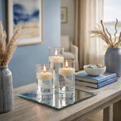 Cylinder Vase Centerpiece & Richland 3" Floating Candles Set of 8 - Ivory - thumbnail number 6