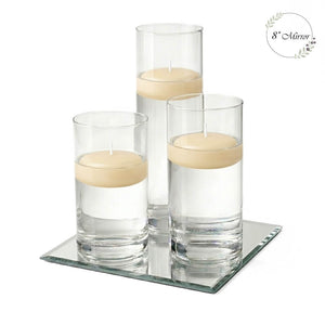 Eastland Square Mirror and Cylinder Vase Centerpiece with Richland 3" Floating Candles Set of 7
