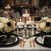 Cylinder Vase Centerpiece & Richland 3" Floating Candles Set of 8 - Light Ivory - thumbnail number 6