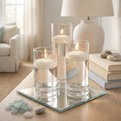 Cylinder Vase Centerpiece & Richland 3" Floating Candles Set of 8 - Light Ivory - thumbnail number 3