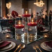 Cylinder Vase Centerpiece & Richland 3" Floating Candles Set of 8 - Red - thumbnail number 5