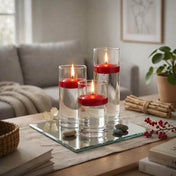 Cylinder Vase Centerpiece & Richland 3" Floating Candles Set of 8 - Red - thumbnail number 4