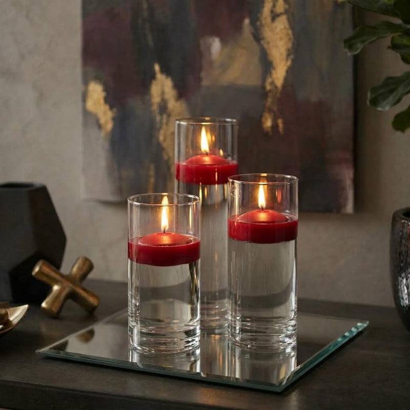 Cylinder Vase Centerpiece & Richland 3" Floating Candles Set of 8 - Red - thumbnail number 3