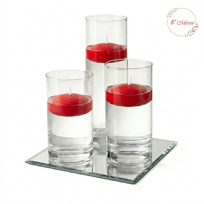 Eastland Square Mirror and Cylinder Vase Centerpiece with Richland 3" Floating Candles Set of 84 - thumbnail number 36