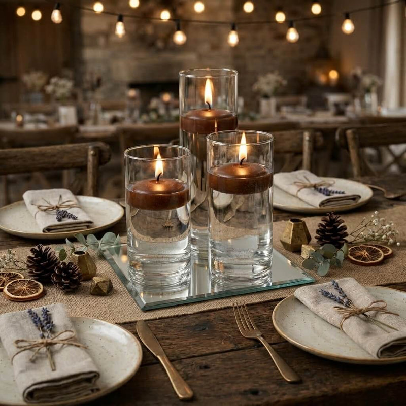 Cylinder Vase Centerpiece & Richland 3" Floating Candles Set of 3 - Brown - thumbnail number 3