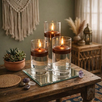 Cylinder Vase Centerpiece & Richland 3" Floating Candles Set of 8 - Brown - thumbnail number 3