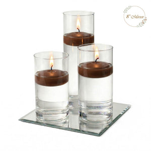 Eastland Square Mirror and Cylinder Vase Centerpiece with Richland 3" Floating Candles Set of 7