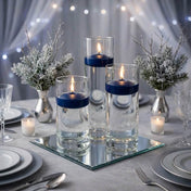 Cylinder Vase Centerpiece & Richland 3" Floating Candles Set of 8 - Navy Blue - thumbnail number 4