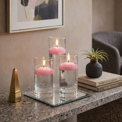 Cylinder Vase Centerpiece & Richland 3" Floating Candles Set of 48 - Pink - thumbnail number 7