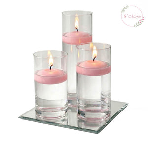 Eastland Square Mirror and Cylinder Vase Centerpiece with Richland 3" Floating Candles Set of 7