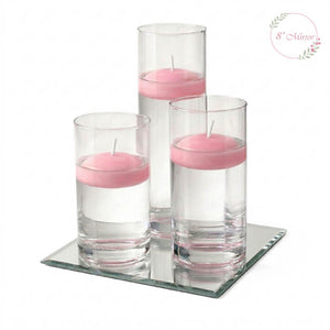 Eastland Square Mirror and Cylinder Vase Centerpiece with Richland 3" Floating Candles Set of 7