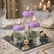 Cylinder Vase Centerpiece & Richland 3" Floating Candles Set of 3 - Lavender - thumbnail number 3