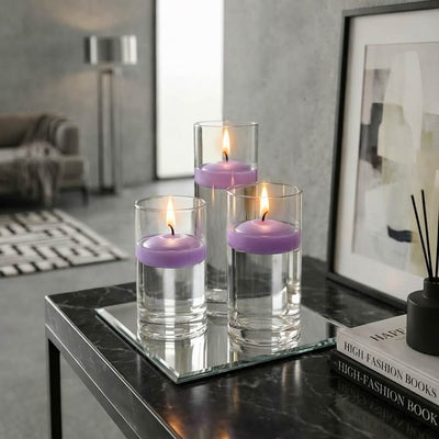 Cylinder Vase Centerpiece & Richland 3" Floating Candles Set of 8 - Lavender - thumbnail number 6