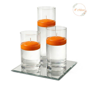 Eastland Square Mirror and Cylinder Vase Centerpiece with Richland 3" Floating Candles Set of 7