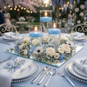 Cylinder Vase Centerpiece & Richland 3" Floating Candles Set of 8 - Light Blue - thumbnail number 4
