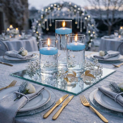 Cylinder Vase Centerpiece & Richland 3" Floating Candles Set of 8 - Light Blue - thumbnail number 7