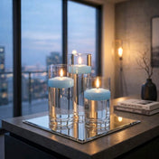 Cylinder Vase Centerpiece & Richland 3" Floating Candles Set of 8 - Light Blue - thumbnail number 3