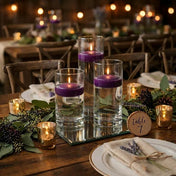 Cylinder Vase Centerpiece & Richland 3" Floating Candles Set of 8 - Purple - thumbnail number 4