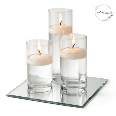 Eastland Square Mirror and Cylinder Vase Centerpiece with Richland 3" Floating Candles Set of 7 - thumbnail number 4