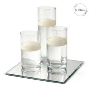 Eastland Square Mirror and Cylinder Vase Centerpiece with Richland 3" Floating Candles Set of 7