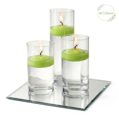 Eastland Square Mirror and Cylinder Vase Centerpiece with Richland 3" Floating Candles Set of 7 - Green - 10 Inch Size - thumbnail number 2