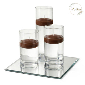 Eastland Square Mirror and Cylinder Vase Centerpiece with Richland 3" Floating Candles Set of 7