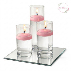 Eastland Square Mirror and Cylinder Vase Centerpiece with Richland 3" Floating Candles Set of 7