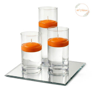 Eastland Square Mirror and Cylinder Vase Centerpiece with Richland 3" Floating Candles Set of 7