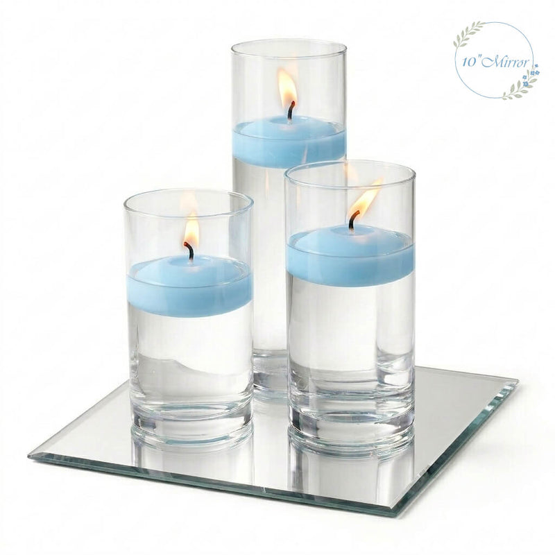 Eastland Square Mirror and Cylinder Vase Centerpiece with Richland 3" Floating Candles Set of 7 - thumbnail number 18