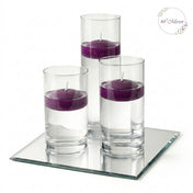 Eastland Square Mirror and Cylinder Vase Centerpiece with Richland 3" Floating Candles Set of 7 - Purple - 10 Inch Size - thumbnail number 1