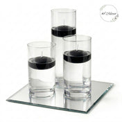Eastland Square Mirror and Cylinder Vase Centerpiece with Richland 3" Floating Candles Set of 7 - Black - 10 Inch Size - thumbnail number 1