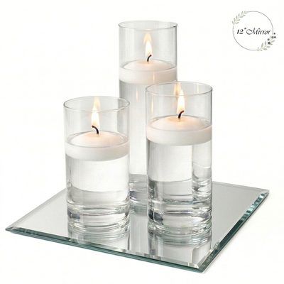 Eastland Square Mirror and Cylinder Vase Centerpiece with Richland 3" Floating Candles Set of 7 - thumbnail number 6