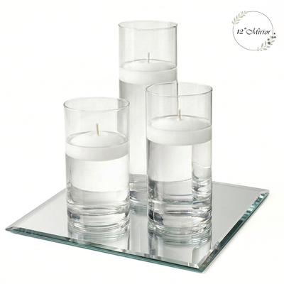Eastland Square Mirror and Cylinder Vase Centerpiece with Richland 3" Floating Candles Set of 84 - thumbnail number 5