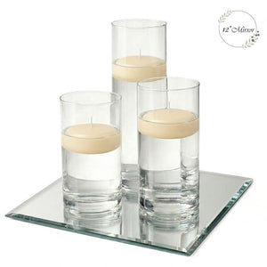Eastland Square Mirror and Cylinder Vase Centerpiece with Richland 3" Floating Candles Set of 7